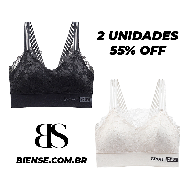 (Promoção 2 Unidades 55% OFF) Sutiãs Esportivos Rendados Sport Girl Biense